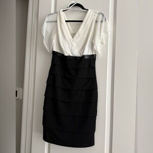 Enfocus Studio Size 10 Black & White Dress Wedding Guest Formal